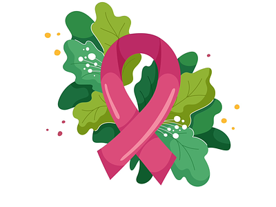 Breast cancer awareness awareness breast cancer fight flat leaves october pink ribbon plants support vector