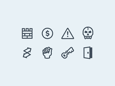 Rough & Chunky door fist icon set iconography icons illustration key money skull token ui wall