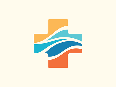 Cross + Current blue cross current healthcare hospital identity logo logo design orange river