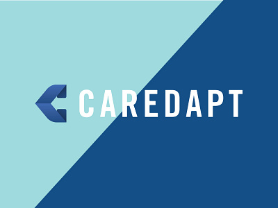 Caredapt Logo blue flat gradient healthcare identity logo logo design wordmark