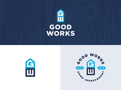 Good Works Home Improvement badge branding icon logo logo design mark wordmark