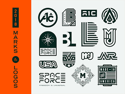 2018 Marks & Logos bold clean collection icon identity identity design logo design logos one color trademark type typography