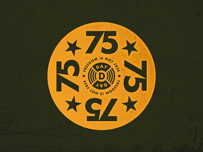 D-Day 75th Anniversary badge badge hunting badge logo badgedesign bold futura futurabold military patriotic simple texture