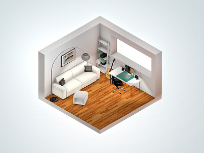 Cube room 3d apartment c4d cinema4d cube flat isometric render
