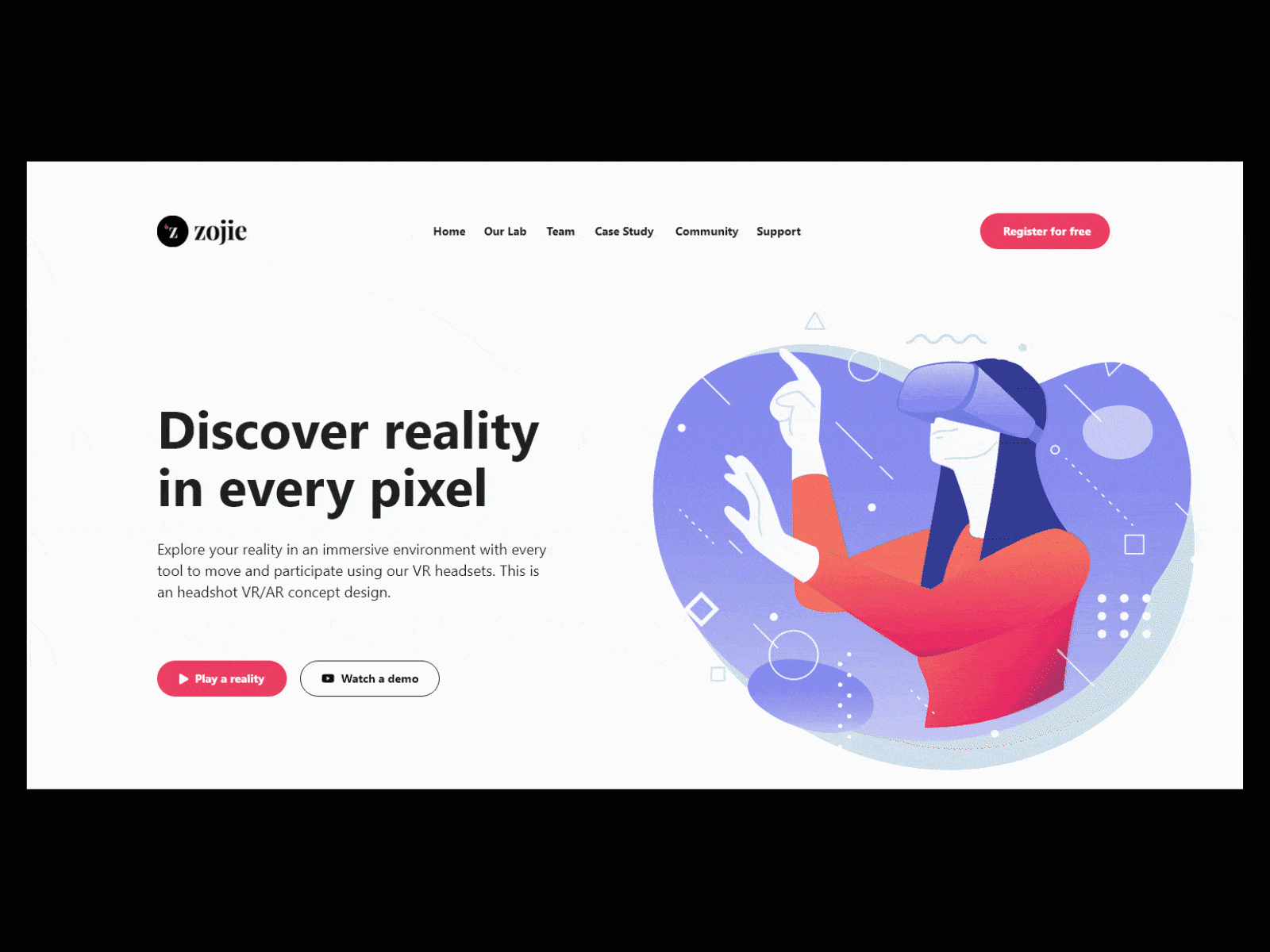 VR product landing page exploration clean dashboard mobile app motion graphics motion ui user interface ux website
