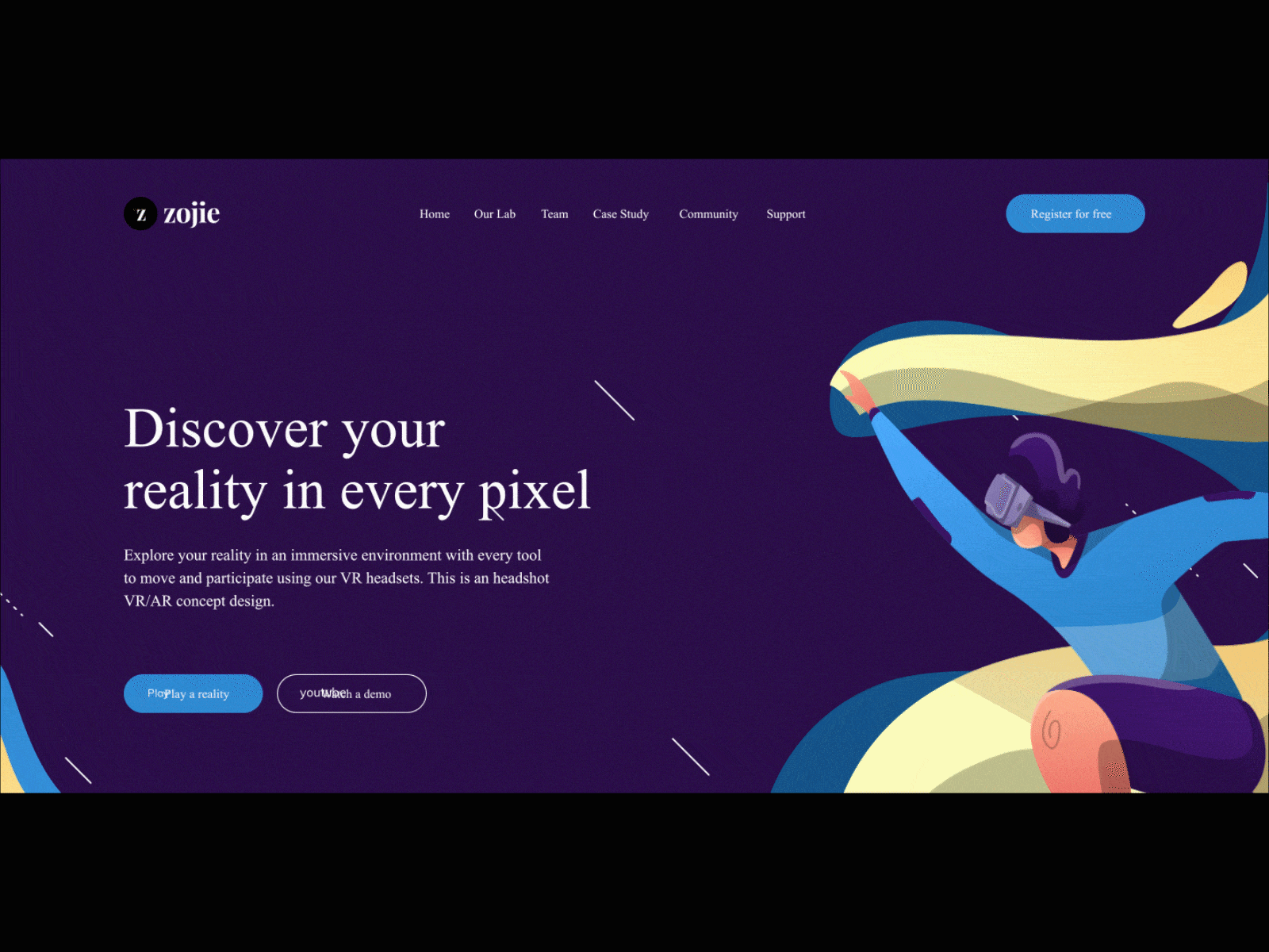 VR product landing page exploration