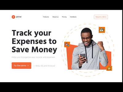 Expense Tracking app Hero Area Motion clean dashboard design interaction mobile app motion design motion graphics user interface website