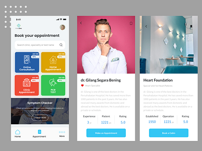 Doctor and Clinic Booking App clean clinic app clinic booking clinic details design doctor app illustration landing page landing page designer medical app mobile app online appointment product designer senior product designer ui ui designer user reaseacher ux web designer website