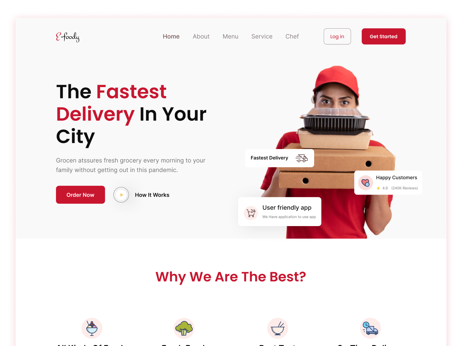 Food Delivery Company landing page by Hasibur Rahman on Dribbble
