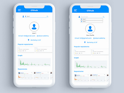 Github app design app github profile page ui
