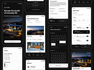 Amble – app app design mobile real estate rent smart home ui ux vacation