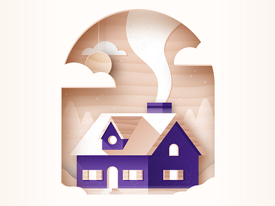 Steadily – illustration exploration branding home house illustration insurance real estate winter wood