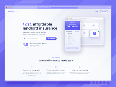 Steadily – homepage hero exploration hero homepage landlord real estate ui web design