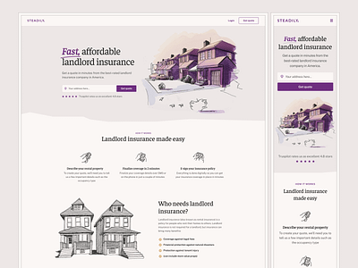 Steadily – homepage art branding clean design drawing home illustration landing page photoshop real estate sketch ui web
