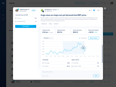 Xtrades – Alert Detail View screen fintech graph invest stock stock market trade ui