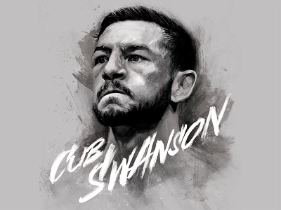 Cub Swanson apparel design hand lettering illustration ink lettering mma painting portrait reebok sports ufc