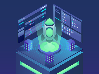 Sign Up Rocket animation code coder computer explore gif illustration isometric motion rocket science scifi space technology vector