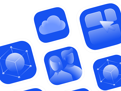 Logos for MetaCell Cloud products app icon graphic design icon design logo