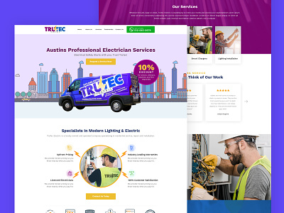 Website for Electrician Services branding clean creative design electrician layout services template theme ui ux web design web development website