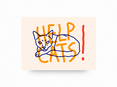 Help Cats animal cat design help illustration style