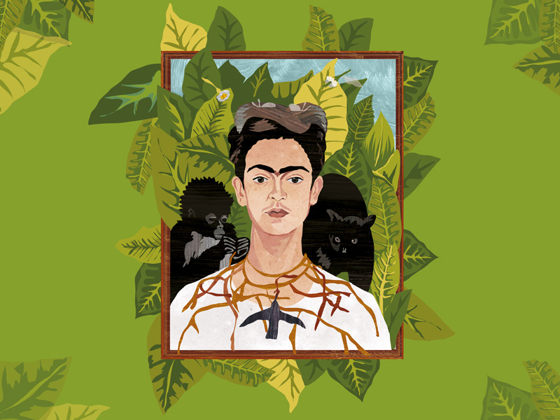 Frida Dribble2 woman portrait painting kahlo illustration frida drawing digital design character