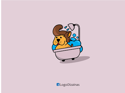 funny dog in bath animation bath bathroom creative creative design design dog dog logo flat forkids funny funny illustration illustration illustrations line logo poster vector water