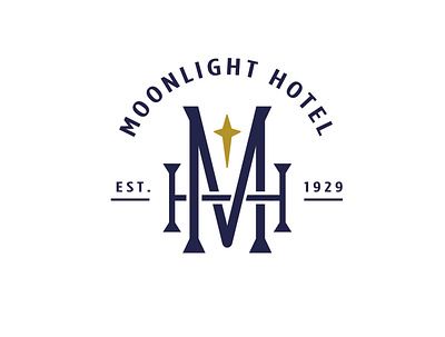 Moonlight Hotel Logo branding design illustration illustrator lettering logo minimal typography vector