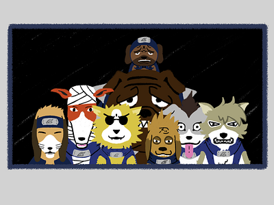 Ninja Dogs anime dogs fan art graphic design illustration jutsu naruto ninja