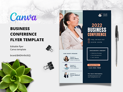 Flyer Canva Template for Business Conference branding flyer graphic design