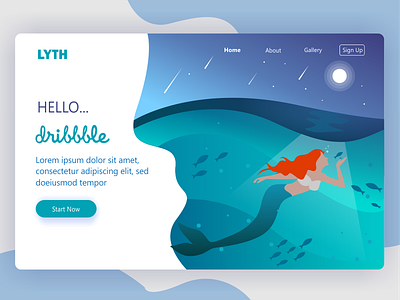 Landing Page Mermaid 2 beach fish graphic design header landing page header web landing page mermaid sea site design under water web website