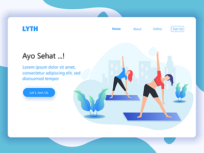 Landing Page design for yoga healthy holiday home page landing page header morning run sea walking web website yoga