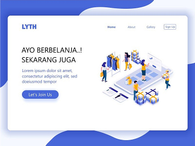 isometric Landing Page clothes delivery home page landing page header online shop sale shipping shop shopping store web website