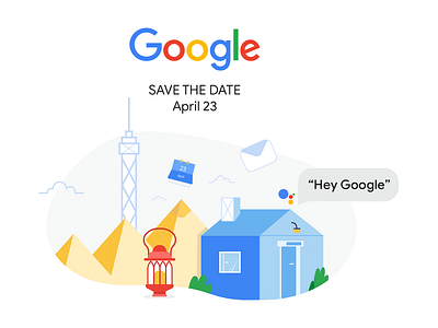 Google invitation google hey home illustraion invitation