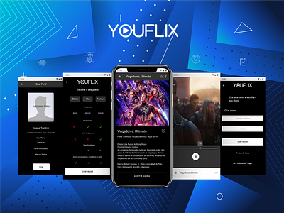 Youflix Telas2 app design design app figmadesign logo mobile product design prototype ui ux