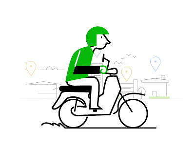 Gojek Simple Illustration app app design gojek illustration motorcycle ride ride hailing uber ui ui design ui illustration web