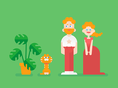 Happy Family Characters animal family human illustration vector