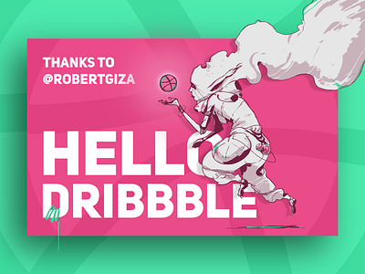 Hello Dribbble! debut drawing greetings hello illustration pink