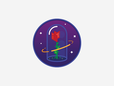 Space Rose cosmos flower icon line little logo outline prince purple red rose space