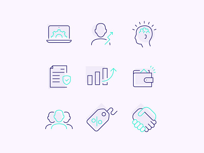 Job icon set career draft handshake icon interview job line mind notebook recruitment simple work