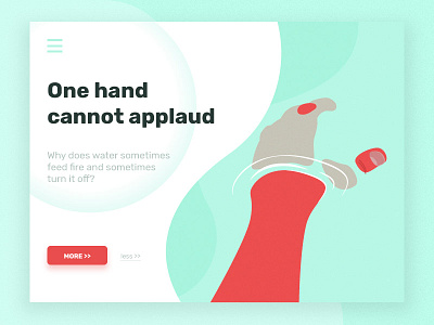 One hand cannot applaud green hand illustration landing liquid page red site water web website