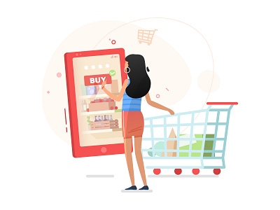 Online shopping - illustration charachter character design illustration landing landing page line online page red shopping simple web website