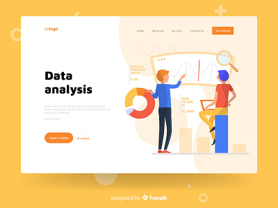 Data analysis analysis character data design illustration landing landing page online page web website yellow