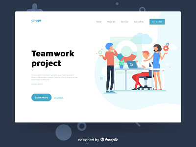 Teamwork project character design illustration landing landing page page project team teamwork web website