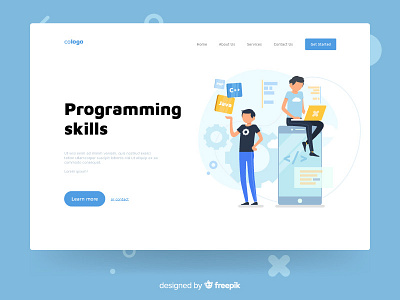 Programming skills character design illustration landing landing page page programming skills web website