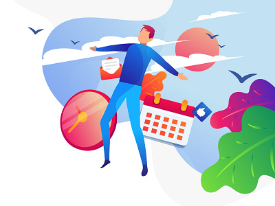 Time management - illustration character design illustration landing landing page management online page time web website