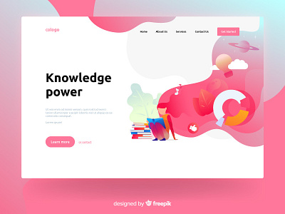 Knowledge power books character design illustration knowledge landing landing page mind page power reading web website