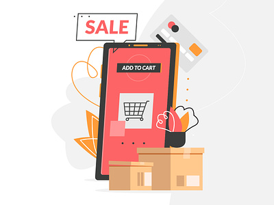 Online shopping credit card design illustration landing landing page online orange orange juice page red sale shopping simple web website