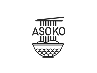 Logo Asoko branding design food japan logo noodle ui vector