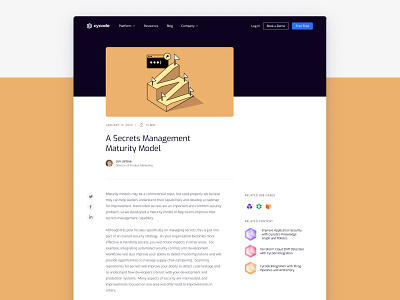 SaaS | Blog Post - Layout avatar blog post code content cyber design system devops figma flag geometric illustration isometric passcode password related secrets security ui component use cases yellow