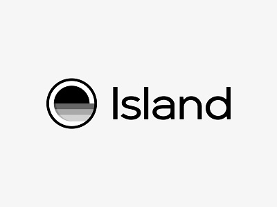 Island logo concept black and white circle clean concept idea design system figma flat icon island logo logo design branding logo startup logomark logotype redesign logo saas logo sea startup stripes typo